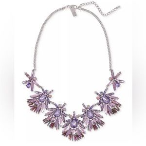 INC International Concepts Macys Silver Tone Cluster Purple Statement Necklace